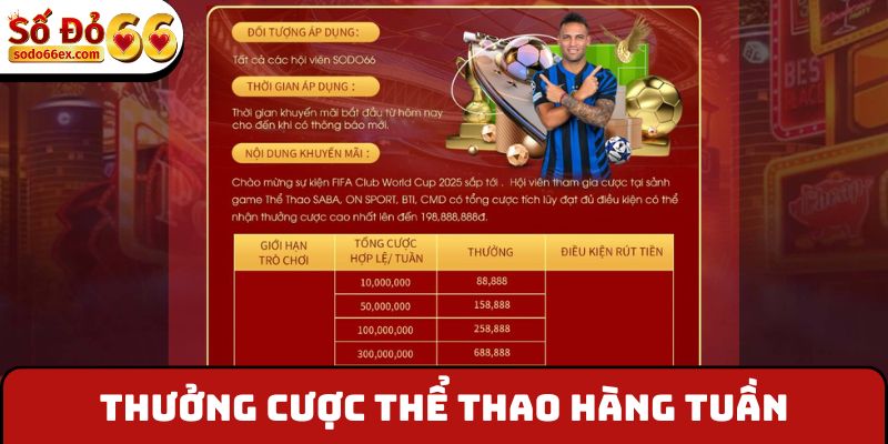Thưởng cược thể thao hàng tuần